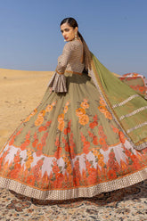2-Pc Digital Printed Panel Gown With Straight Trouser FFP23-25